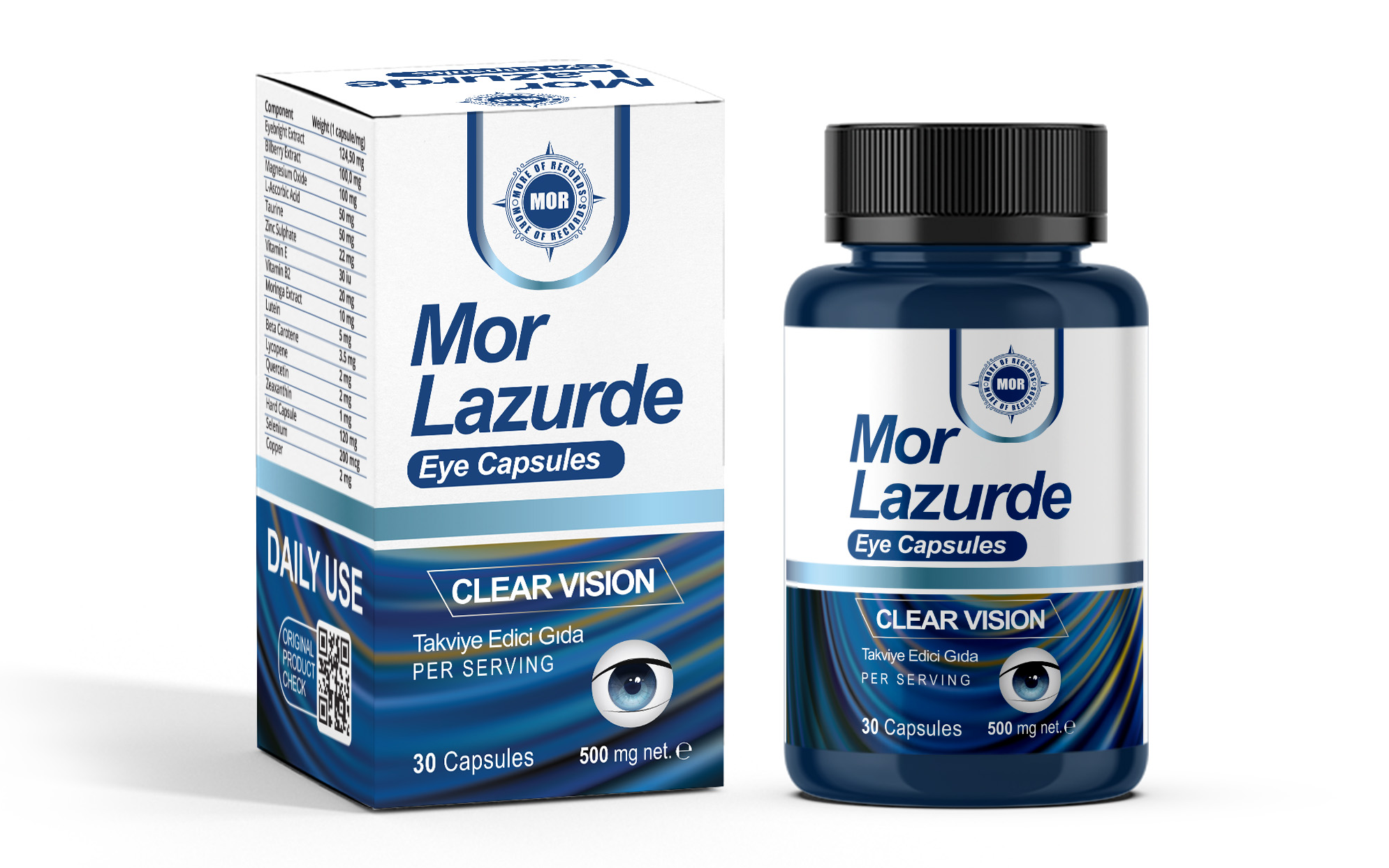 Mor Lazurde — كبسولات (العناية بالعين والنظر), تغليف المنتج